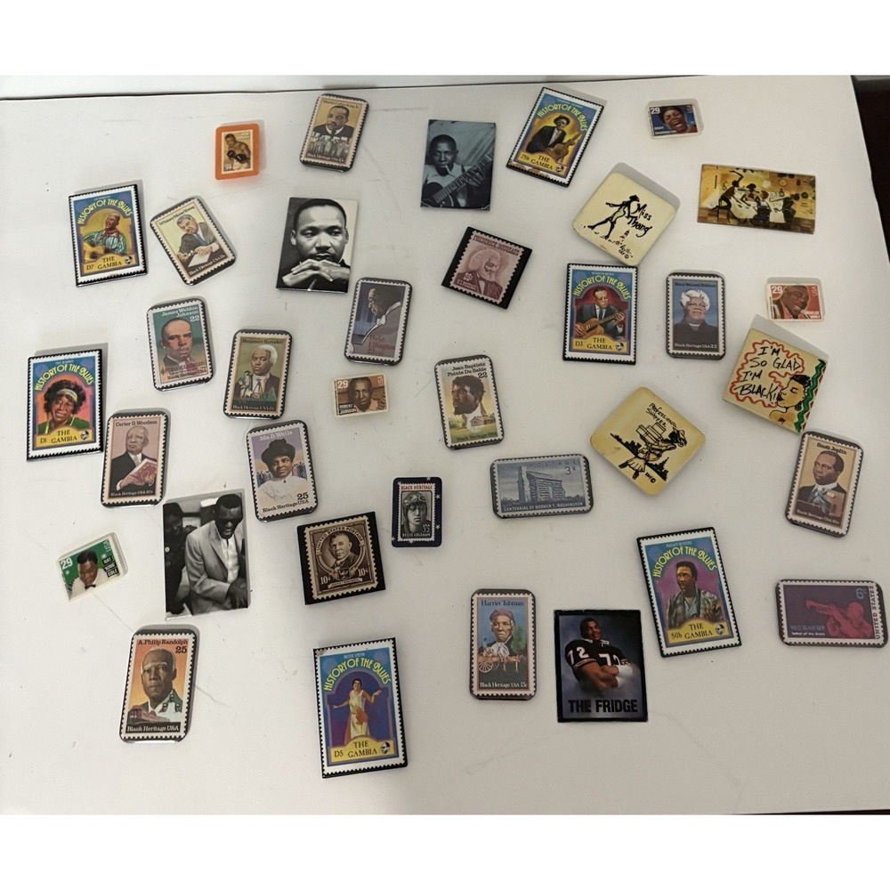 Huge Lot Of Vintage African American History Refrigerator Magnets See Photos
